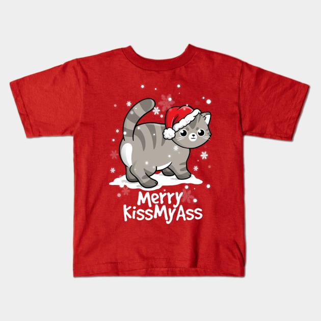 Merry kissmyass cat Kids T-Shirt by NemiMakeit